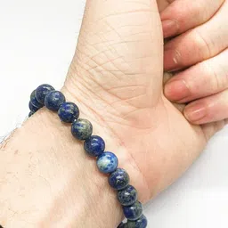 Divine souvenirs Unisex Lapis Lazuli Beaded Elasticated Bracelet image 3