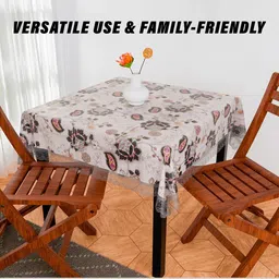 Aura Black & White 3D Gulab Anti-Skid Rectangle 4 Seater Table Cover image 4