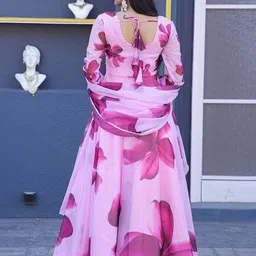 Jash Creation Women Floral Printed Fit and Flare Maxi Dress With Dupatta image 2