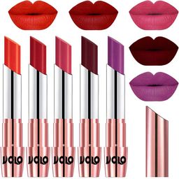 VOLO Set Of 5 Creme Matte Lipsticks - Coral 39-Tomato Red 40- Pink 41-Maroon 42-Purple 48-picture-19