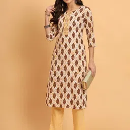Terizla Women Yellow Kurta Sets-image-2