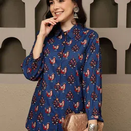 Sangria Printed Pure Cotton Top With Trousers Co-Ords image 2