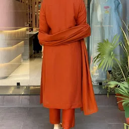 J.KANJI Women Ethnic Motifs Embroidered A-Line Kurta with Trousers & Dupatta image 3