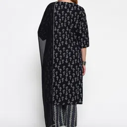 HERE&NOW Women Printed Regular Kurta with Palazzos & With Dupatta image 4