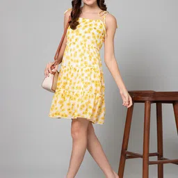 Moda Rapido Floral Print Off-Shoulder Georgette Fit & Flare Dress image 4