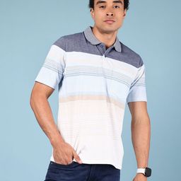 V-Mart Men Striped Polo Collar Cotton T-shirt-picture-34