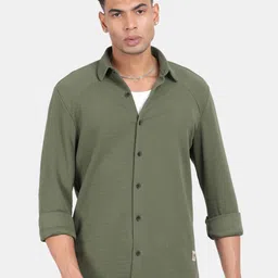 Blu MNKY Men Smart Slim Fit Solid Spread Collar Casual Shirt-image-67