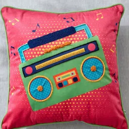 Home Centre Pink & Green Embroidered Pre-FilledSquareCushions-image-14