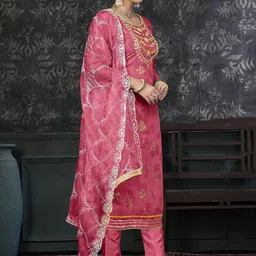 SAINOOR Embellished Semi-Stitched Dress Material image 2