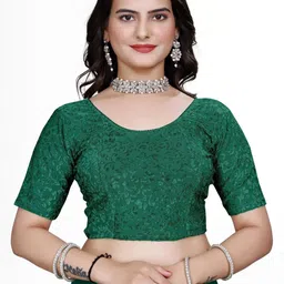 KIPZY Women Ethnic Motifs Embroidered Round Neck Saree Blouse-picture-23