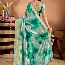 G R K Fashion Textile Tie and Dye Silk Blend Mysore Silk Saree image 4