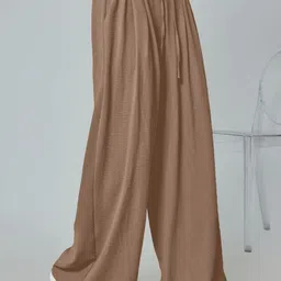 SZN Women Brown High-Rise Non Iron Pleated Polyester Trouser image 3