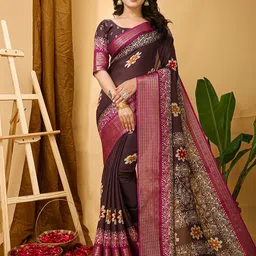 KAYOMMI Floral Printed Zari Banarasi Saree-picture-37