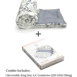 THE WHITE MOSS Cream-Coloured & Cream-Coloured Floral Microfiber Mild Winter 150 GSM Comforter image 5