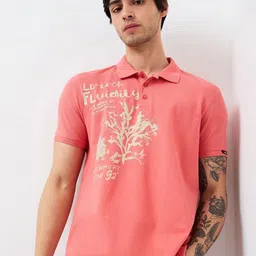 SPYKAR Men Typography Printed Polo Collar Cotton Slim Fit T-shirt-picture-24