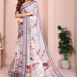 GMK Fashions Floral Linen Blend Saree-picture-49