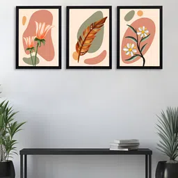 Giftii 3Pcs Yellow & Brown Printed Wooden Framed Wall Art-picture-39