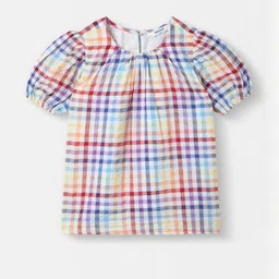 Nauti Nati Girls Cotton Checked Puff sleeve Top-picture-37