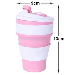 Kuber Industries Pink & White Pack of 2 Solid Plastic Portable Travel Coffee Mugs 350 ML image 2