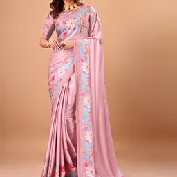 Avyay Creation Floral Printed Georgette Banarasi Saree-picture-11