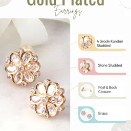 Adwitiya Collection Gold Plated Kundan Classic Studs image 5