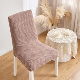 HOMETHREADS 2 Pcs Khaki-Brown Elasticated Stretchable Chair Covers image 2