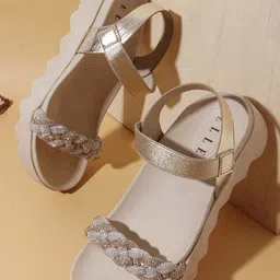 ELLE Women Embellished Open Toe Flatform Heels Sandals image 2