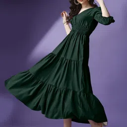 Raiyani Enterprise Tiered V-Neck Fit & Flare Maxi Dress-image-76