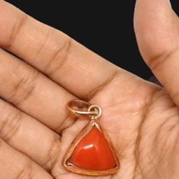 GenZcomplex Unisex Gold-Plated Coral Stone Studded Pendant-picture-11