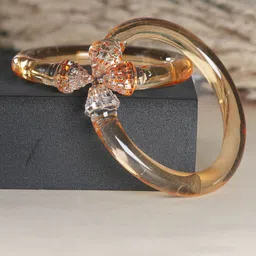 THE GOLDEN CASCADE Set Of 2 Glass Artificial Stones Studded Sriyantra Kada Bangles-picture-15