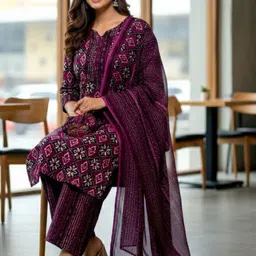 PMD Fashion Women Printed Regular Kurta with Trousers & With Dupatta image 4