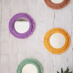 Story of Knots 6-Pcs Solid Bohemian Macrame Round Wall Mirrors image 5