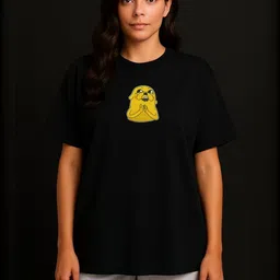 Anikmart Women Graphic Printed Round Neck Cotton Oversized T-shirt-image-87