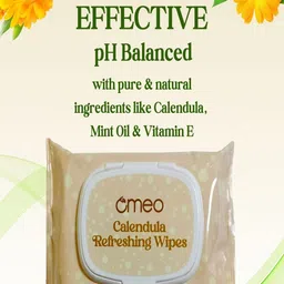 Omeo Calendula Refreshing Wet Wipes With Mint Oil & Vitamin E - 25 Wipes image 3