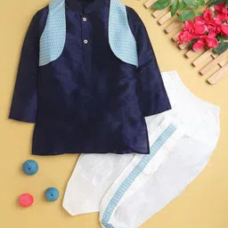 Sangria Boys Mandarin Collar Kurta & Dhoti Pants With Jacket-picture-57