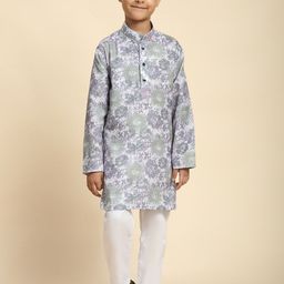 Pro-Ethic STYLE DEVELOPER Boys Floral Printed Regular Pure Cotton Kurta with Pyjamas-picture-42