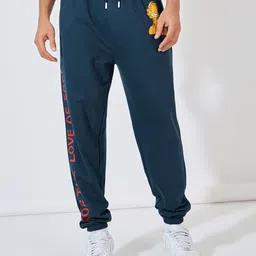 Styli Men Garfield Graphic Printed Pure Cotton Oversized Terry Joggers image 1