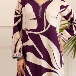 KALINI Women Floral Printed Regular Sequinned Kurta with Palazzos image 3