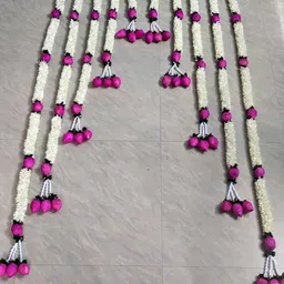 Nutts 10-Pcs Pink & White Handmade Papergajra Garlands Festive Dcor-image-8