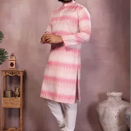 MUSA HANDLOOM Men Printed Regular Pure Cotton Kurta with Churidar image 2