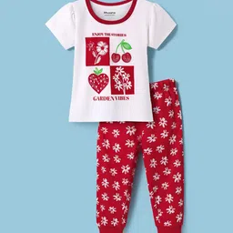 Honeyhap Girls Printed Pure Cotton Top & Joggers Night Suits-image-60