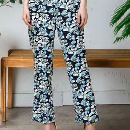 Popwings Women Floral Printed Relaxed Straight Leg Straight Fit High-Rise Easy Wash Trousers-picture-25