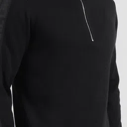 Karl Lagerfeld Men High Neck Half Zip Leather Label Cotton Pullover Sweaters image 3