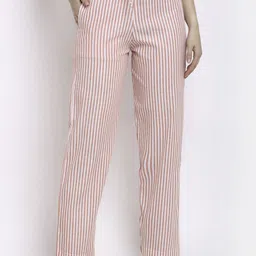 CORSICA Women Striped Tailored Pure Cotton Parallel Trousers-image-50