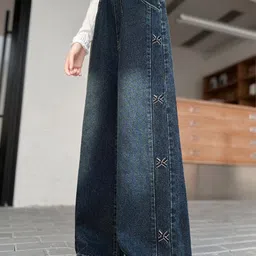 LULU & SKY Girls Wide Leg High-Rise Light Fade Jeans image 3