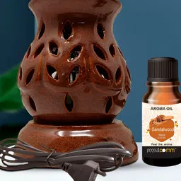 PEEPALCOMM 2-Pcs Brown Ceramic Electric Diffuser & AromaOil10ml-image-68