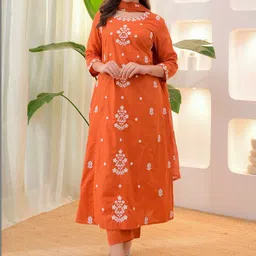 Divyadham Textiles Women Ethnic Motifs Embroidered Regular Thread Work Kurta with Trousers & With Dupatta-picture-24