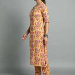 NAVYAAZRI Ethnic Motifs Printed Round Neck Pure Cotton Kurta With Trousers & Dupatta image 3