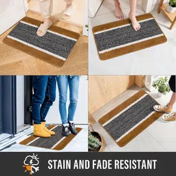 Kuber Industries Yellow & White Striped Anti- Skid Doormat image 5