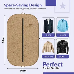 Kuber Industries Beige & Brown 3 Pieces Printed Non-Woven Suit Organisers With Zip image 4